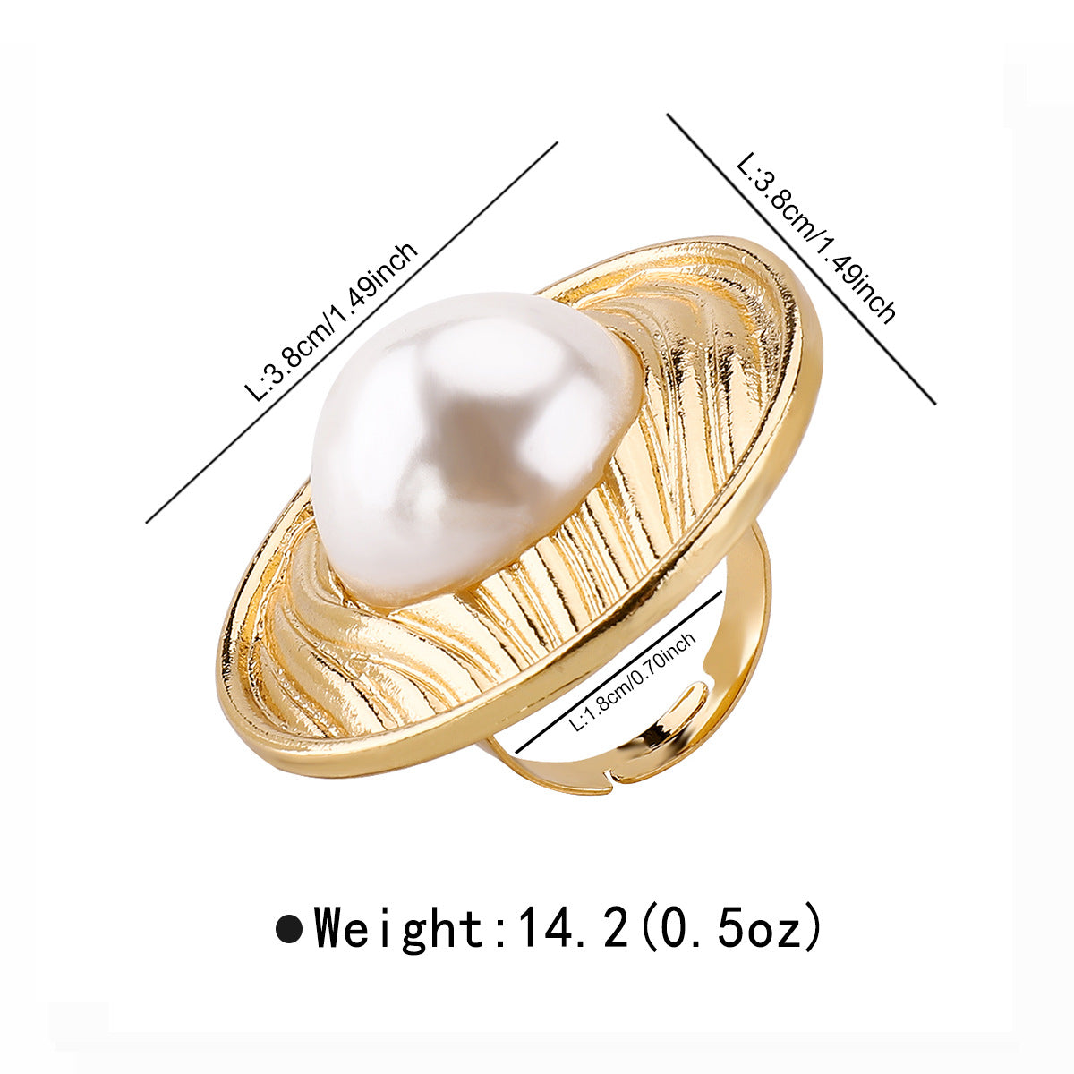 Wholesale exaggerated metal style design imitation pearl ring open mouth ring