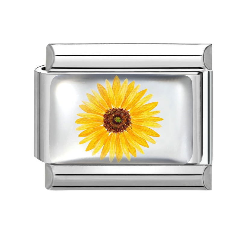 Wholesale 9mm Italian Charm Starter Bracelets DIY Flower Series Stainless Steel Composable Bracelet