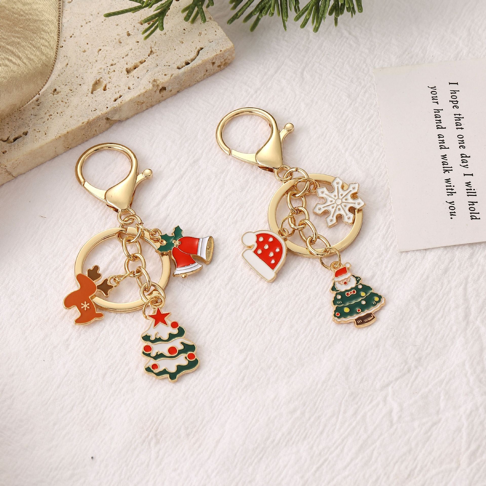 Wholesale Christmas  Snowflake Christmas Tree Keychain