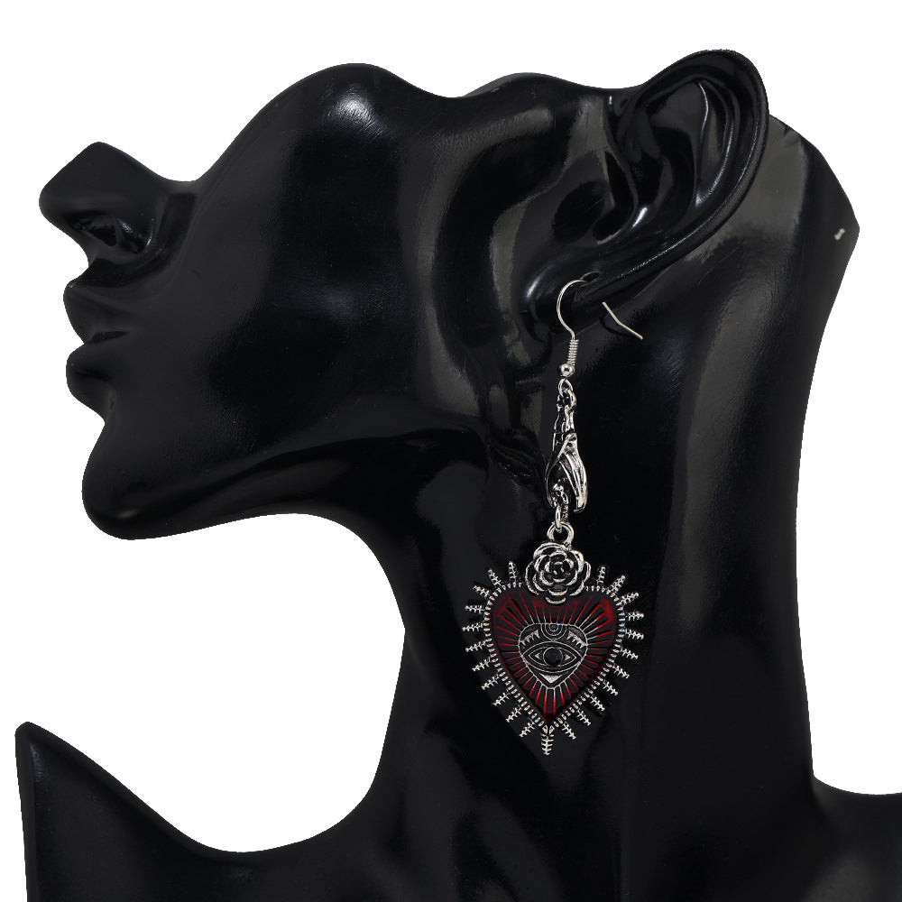 Wholesale Gothic Punk Heart Bat Earrings - Alloy Electroplated,  Jewelry Accessory for Boutique Resale