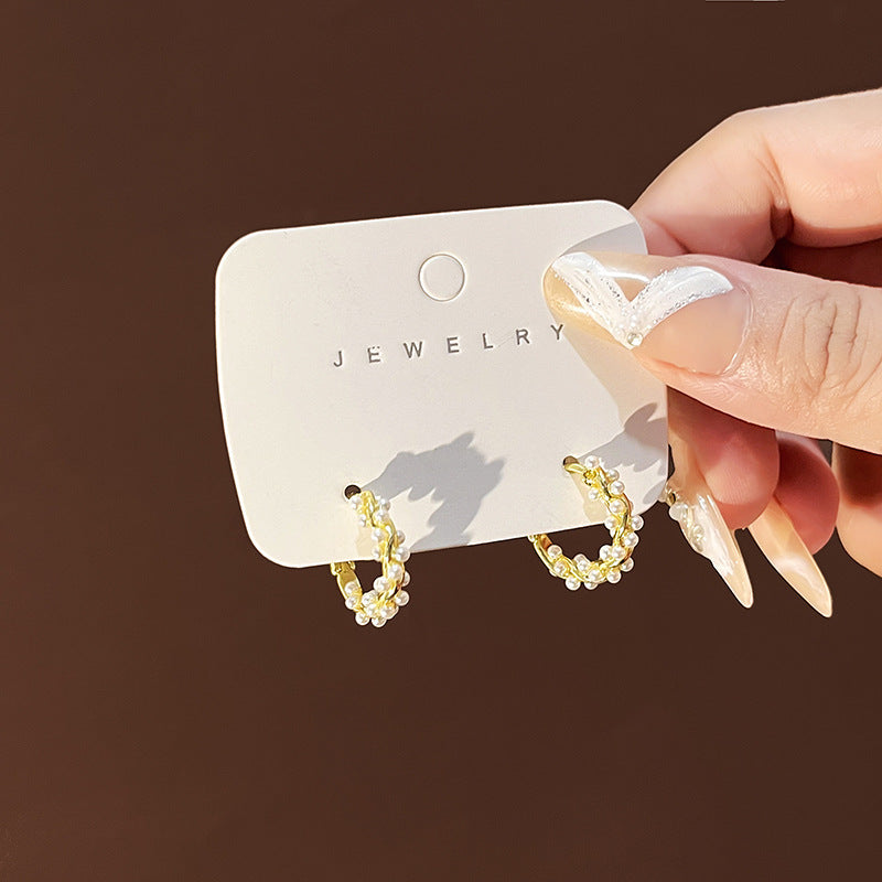 Wholesale Silver Needle Pearl  Rose Bow Front and Back Large Earrings