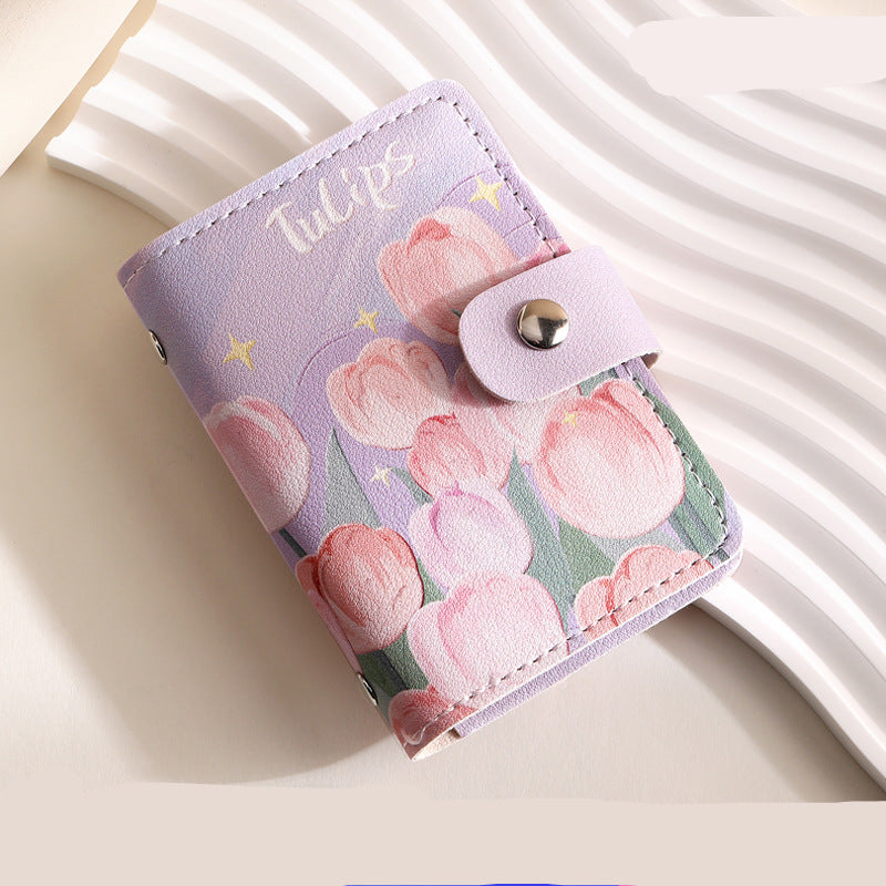 Wholesale Retro Oil Painting Card Holder Large Capacity Cartoon Coin Purse