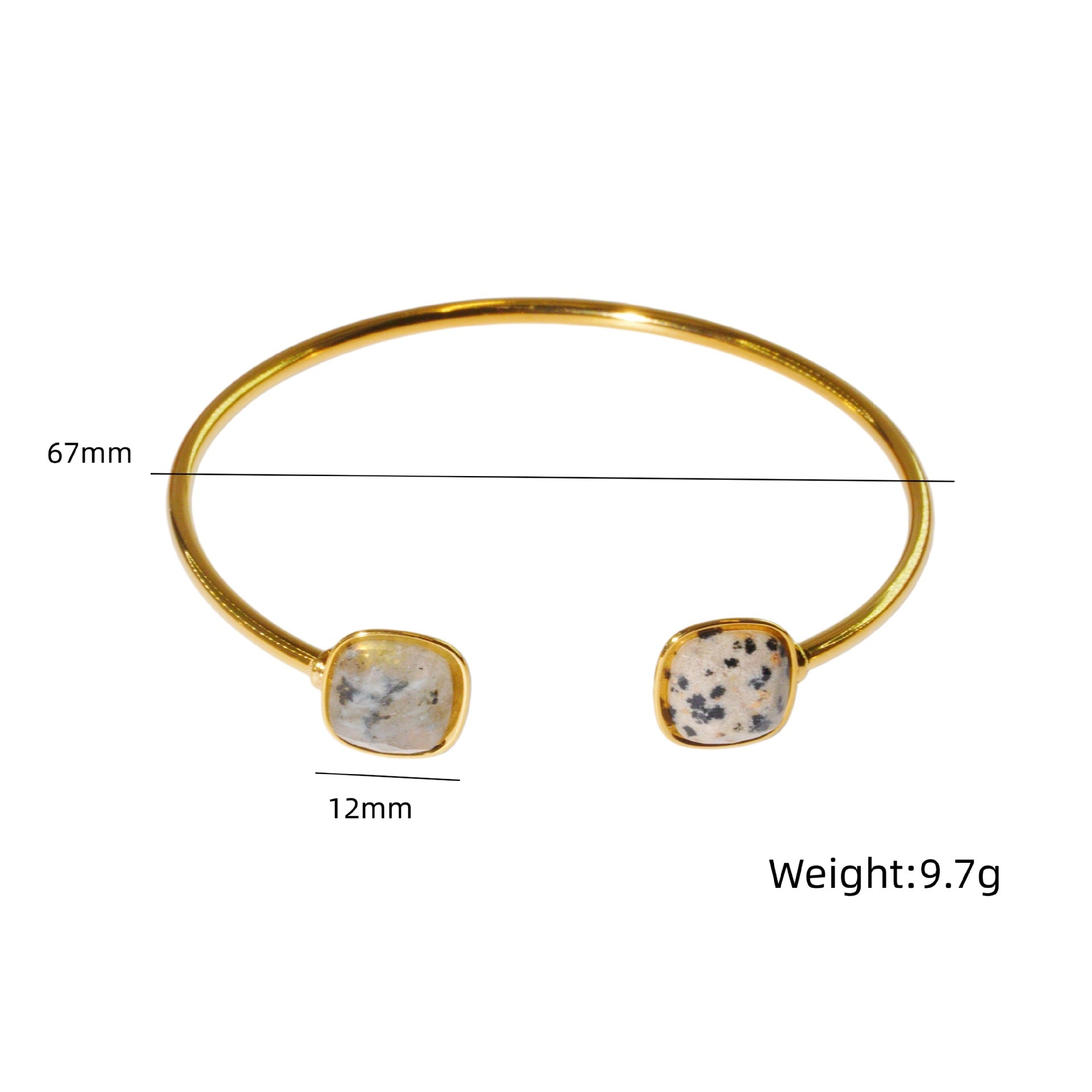 Wholesale Modern Minimalist Double Gemstone Inlaid Stainless Steel Open Bracelet Fashion Accessory Boutique Resale Gift