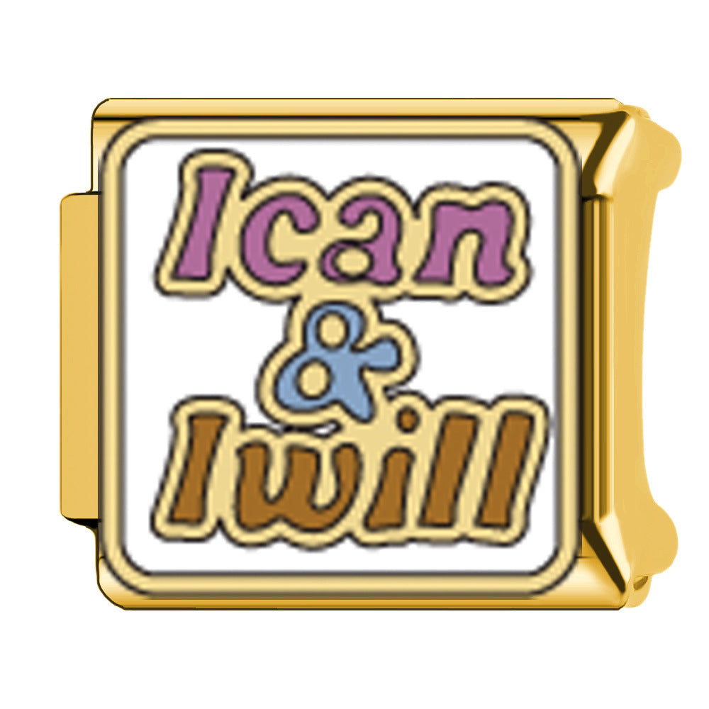 Wholesale  Italian Charm Bracelet 9mm DIY welding oil dripping Creative Stainless Steel Composable Bracelet