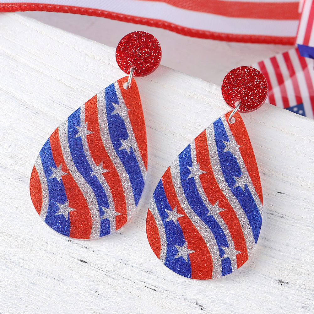 Wholesale Independence Day American flag heart star pendant earrings