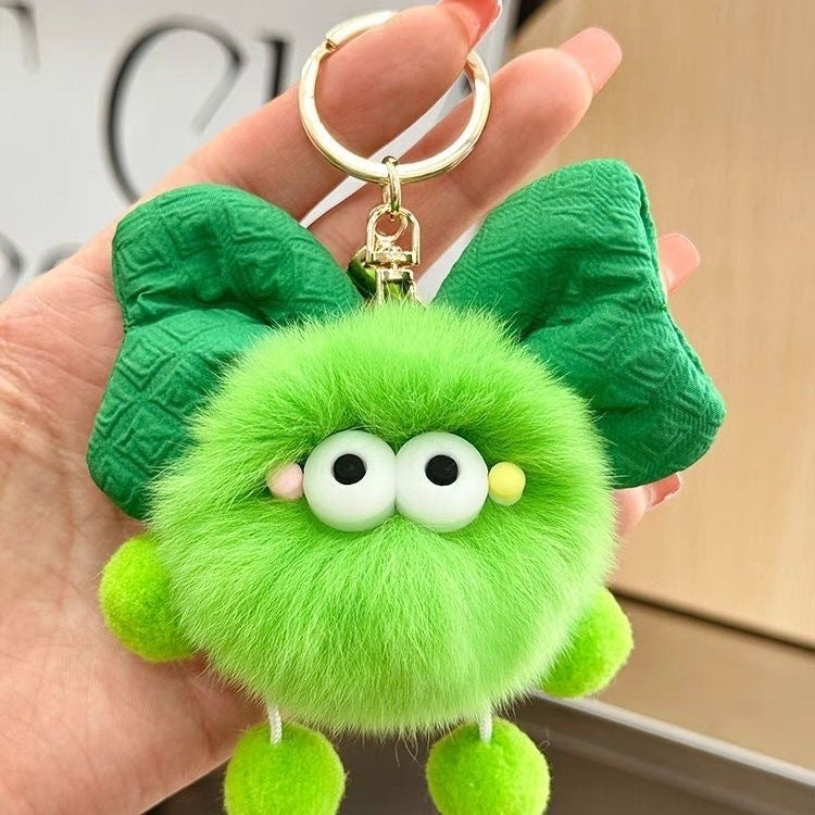 Wholesale rex rabbit fur bowknot fur ball keychain