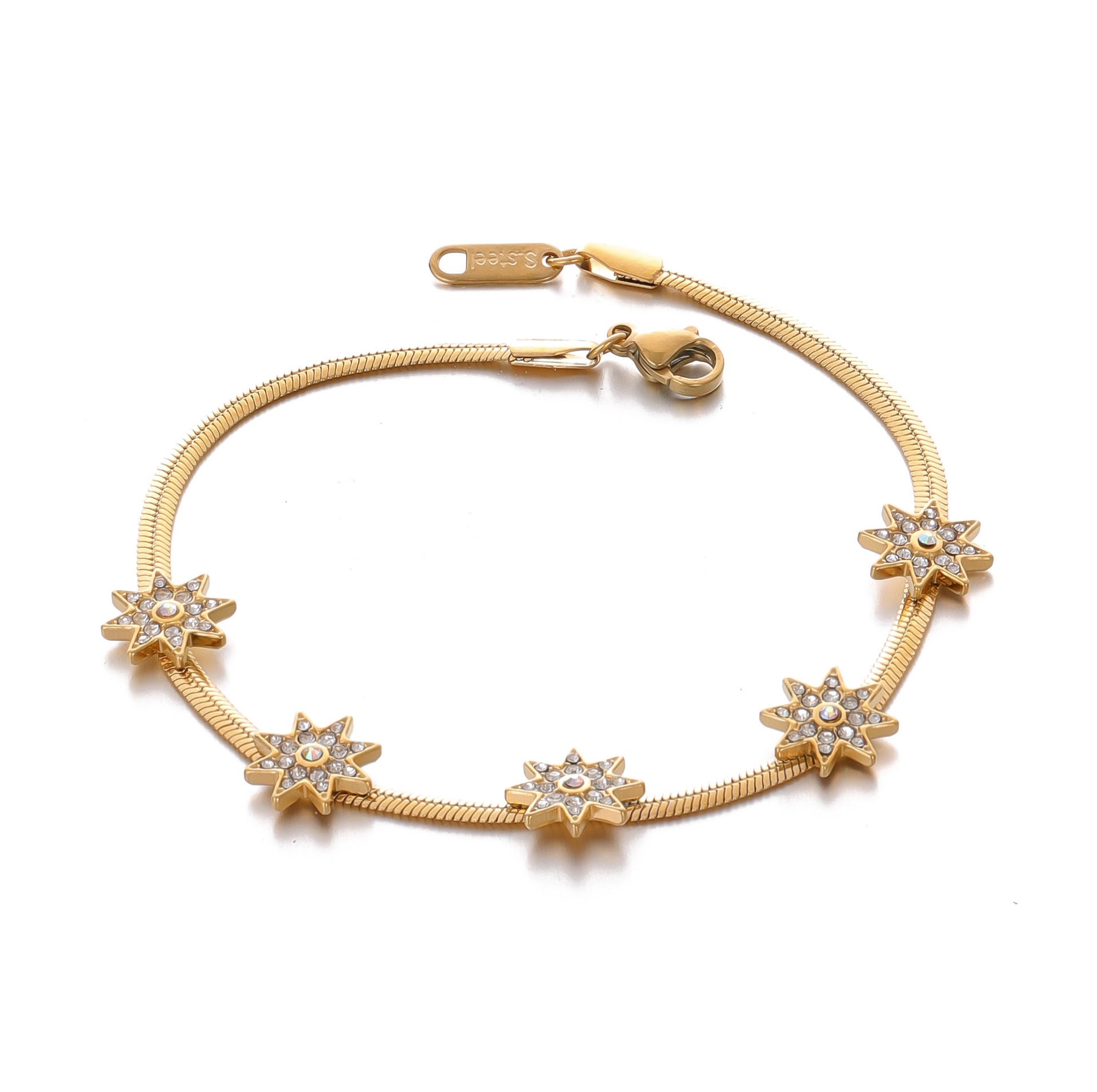 Wholesale stainless steel octagonal star diamond  bracelet