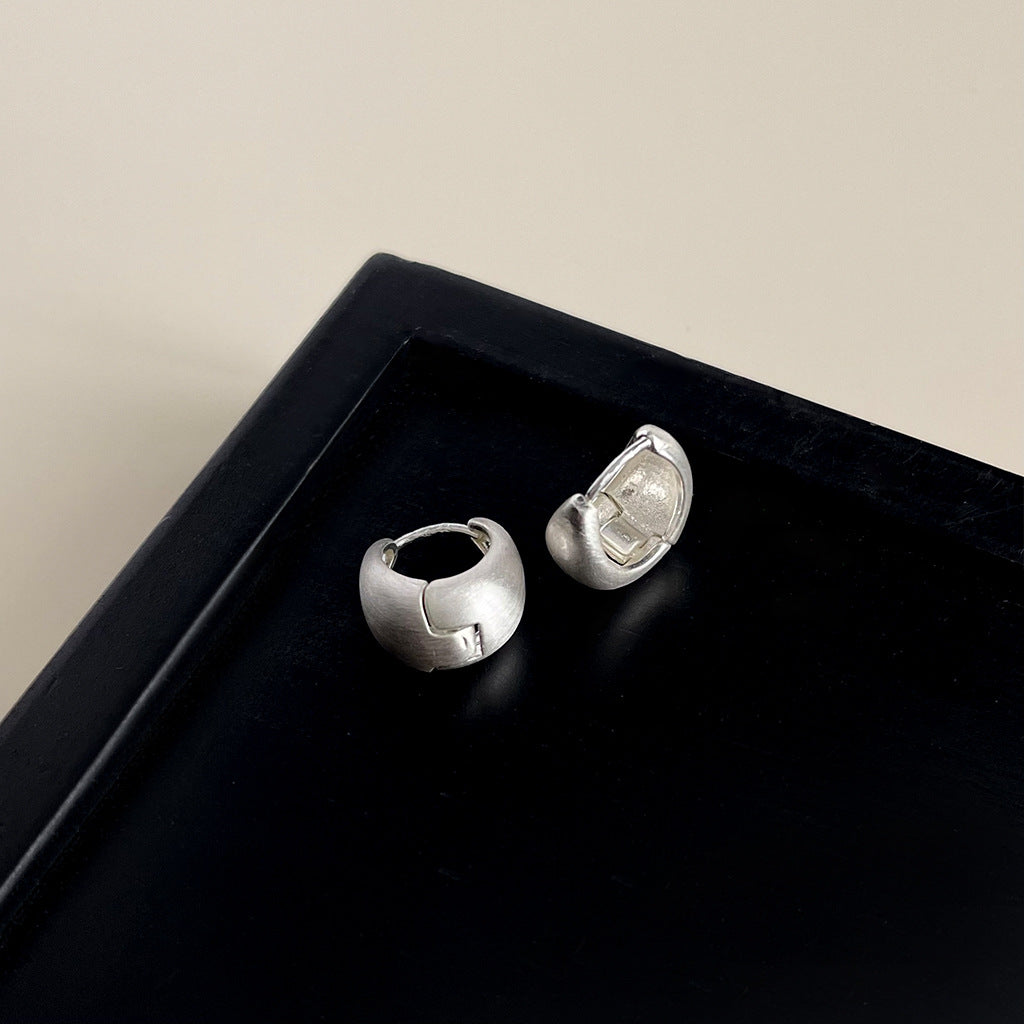 Wholesale  simple brushed frosted bean stud earrings