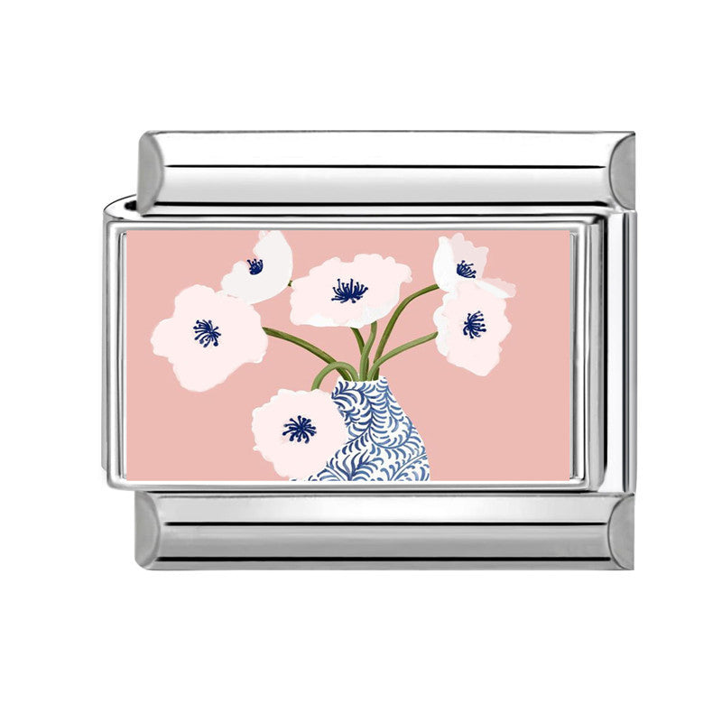 Wholesale  Italian Charm Bracelet 9mm DIY Fresh Floral-Themed  Creative Stainless Steel Composable Bracelet