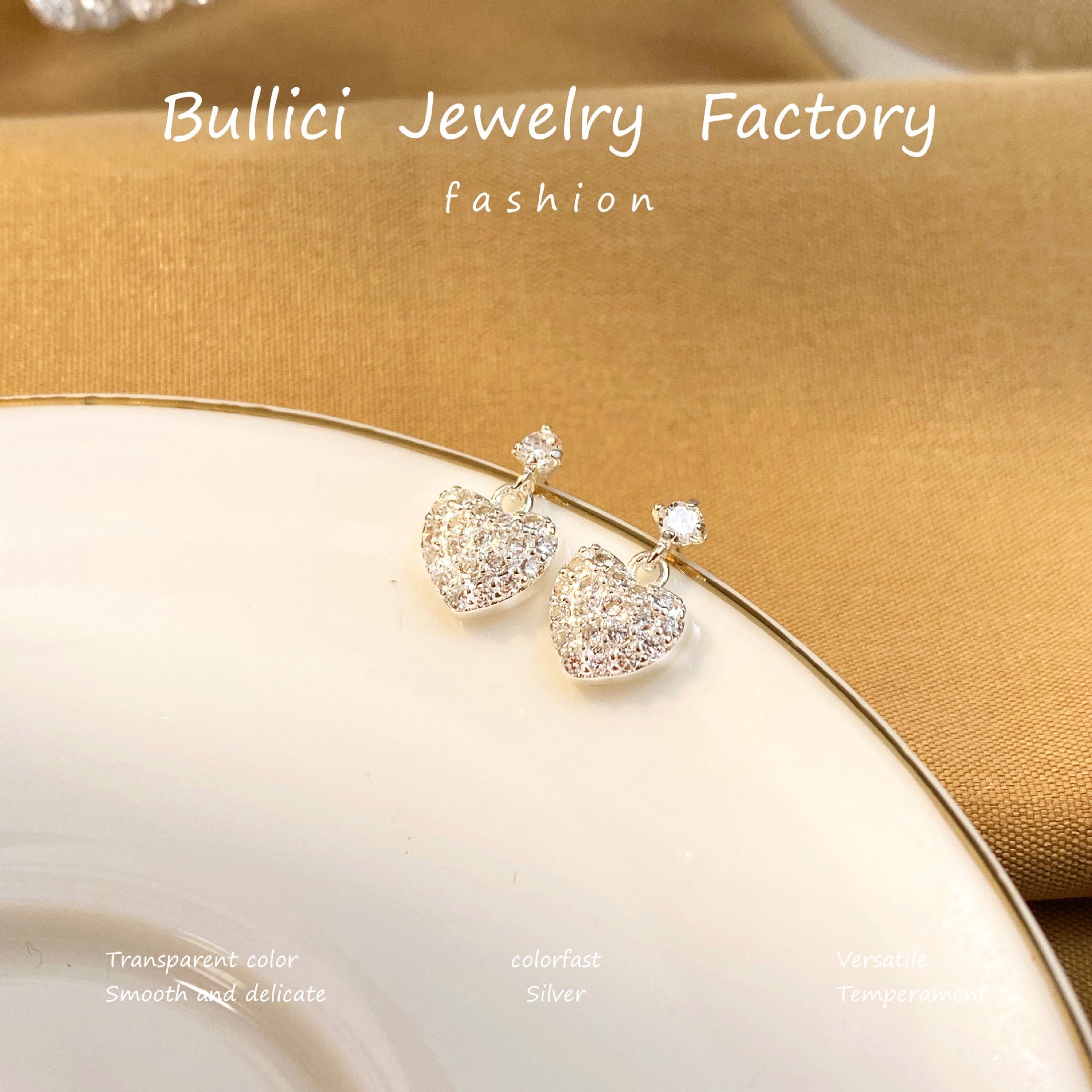 Wholesale S925 Sterling Silver Earrings Mini Full Diamond Love  Earrings