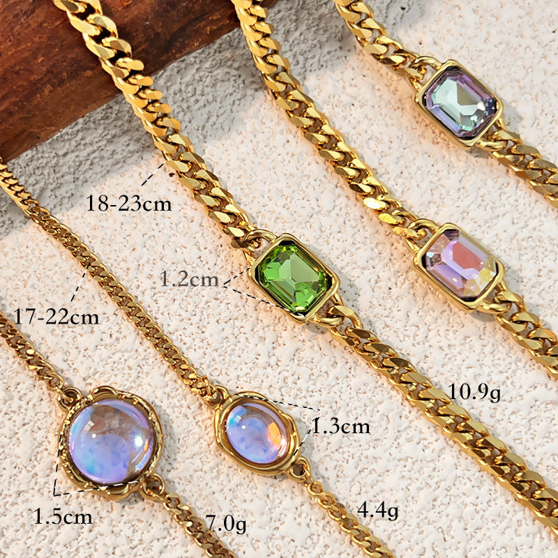 Wholesale Multicolor Square CZ Couple Bracelet Stainless Steel Trendy Everyday Wear
