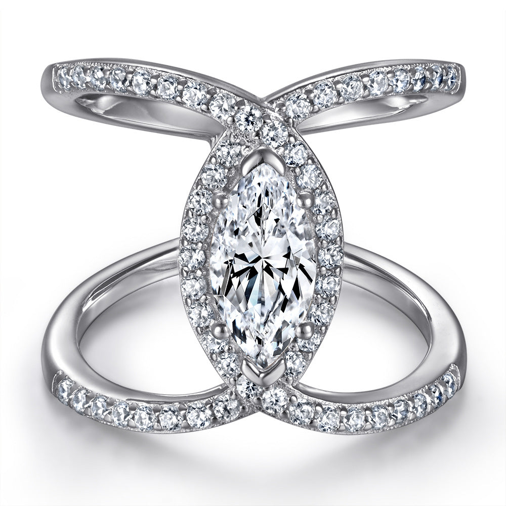 Wholesale  s925 sterling silver cross-ring girls Diamond Ring