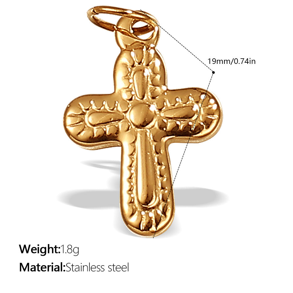 Wholesale Irregular Cross-Shaped DIY Stainless Steel Pendant Full Diamond Jewelry Accessories Necklace Zircon Diamond Inlaid