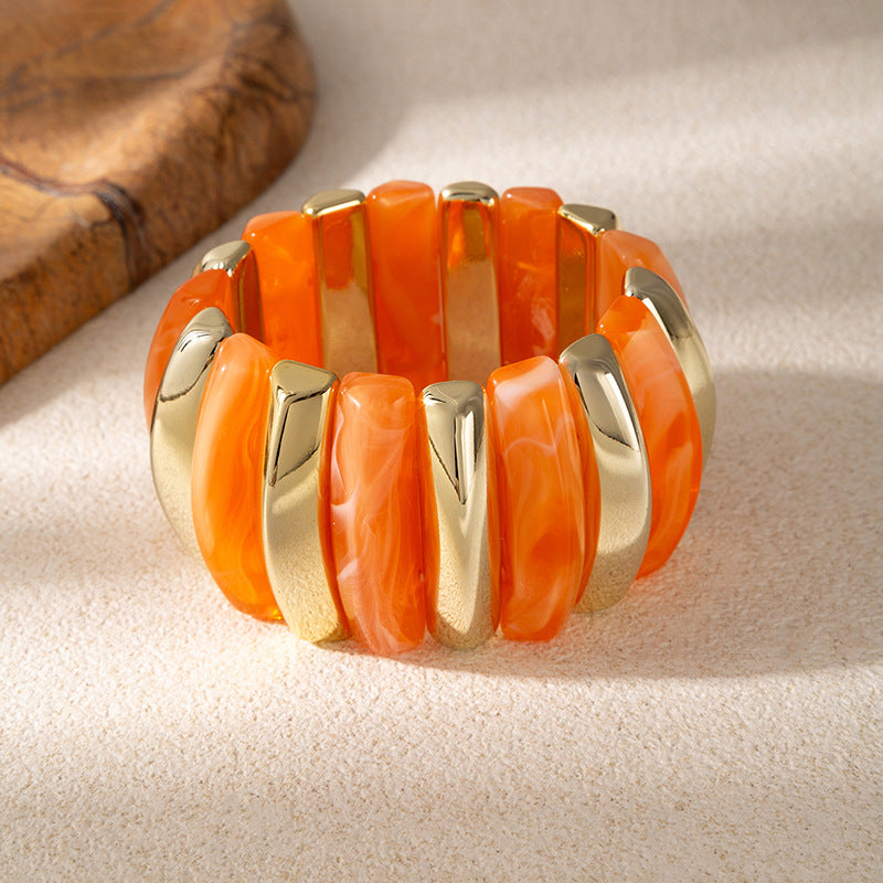 Wholesale Acrylic Electroplated Elastic Bracelet Retro Ombre Design Women S Stylish Jewelry Accessory