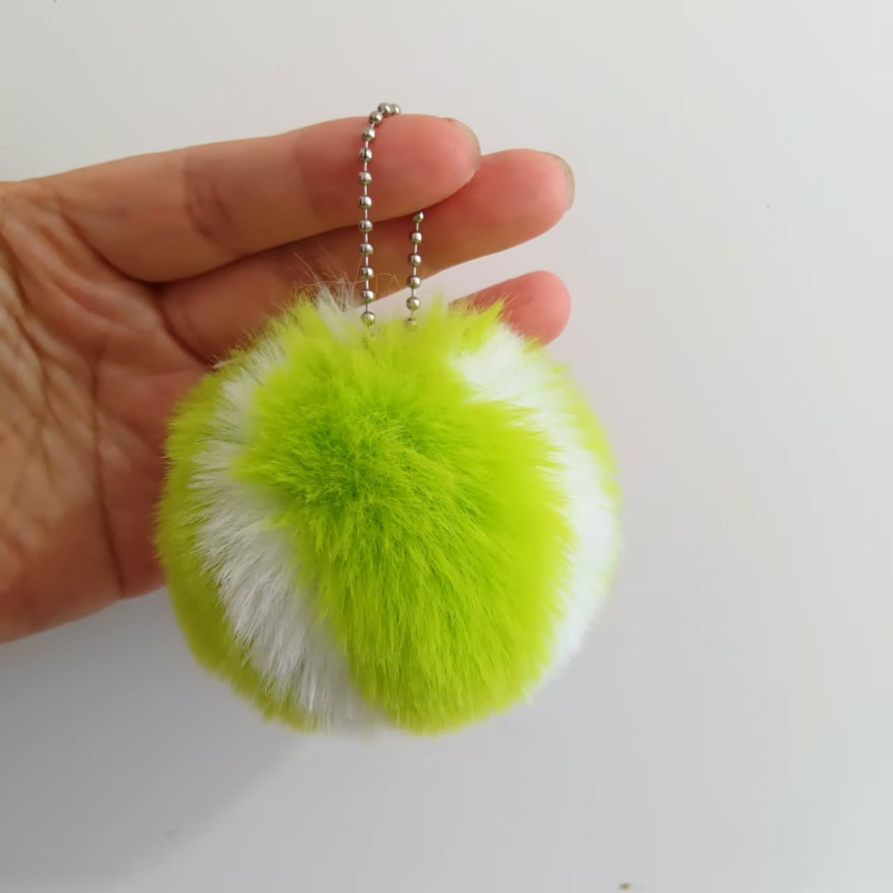 Wholesale cute little tennis ball rex rabbit fur keychain