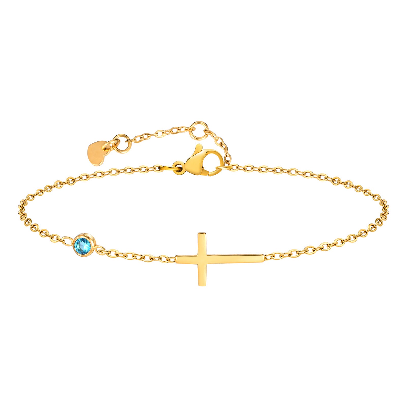 Wholesale Stainless Steel Gold Cross Birthstone Bracelet For Women Fashion Jewelry Accessory For Everyday Wear