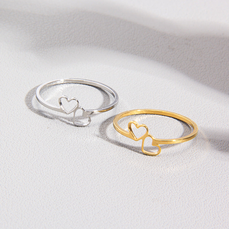 Wholesale Titanium Steel Heart Cut Out Ring Set for Couples - Fashion Accessory Gift