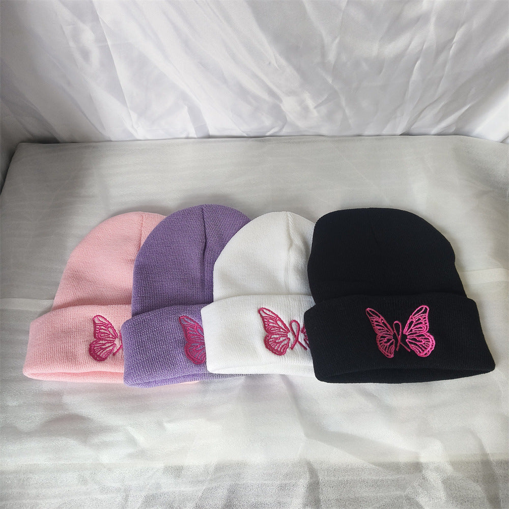 Wholesale Embroidered Butterfly Knitted Hat Wool Hat