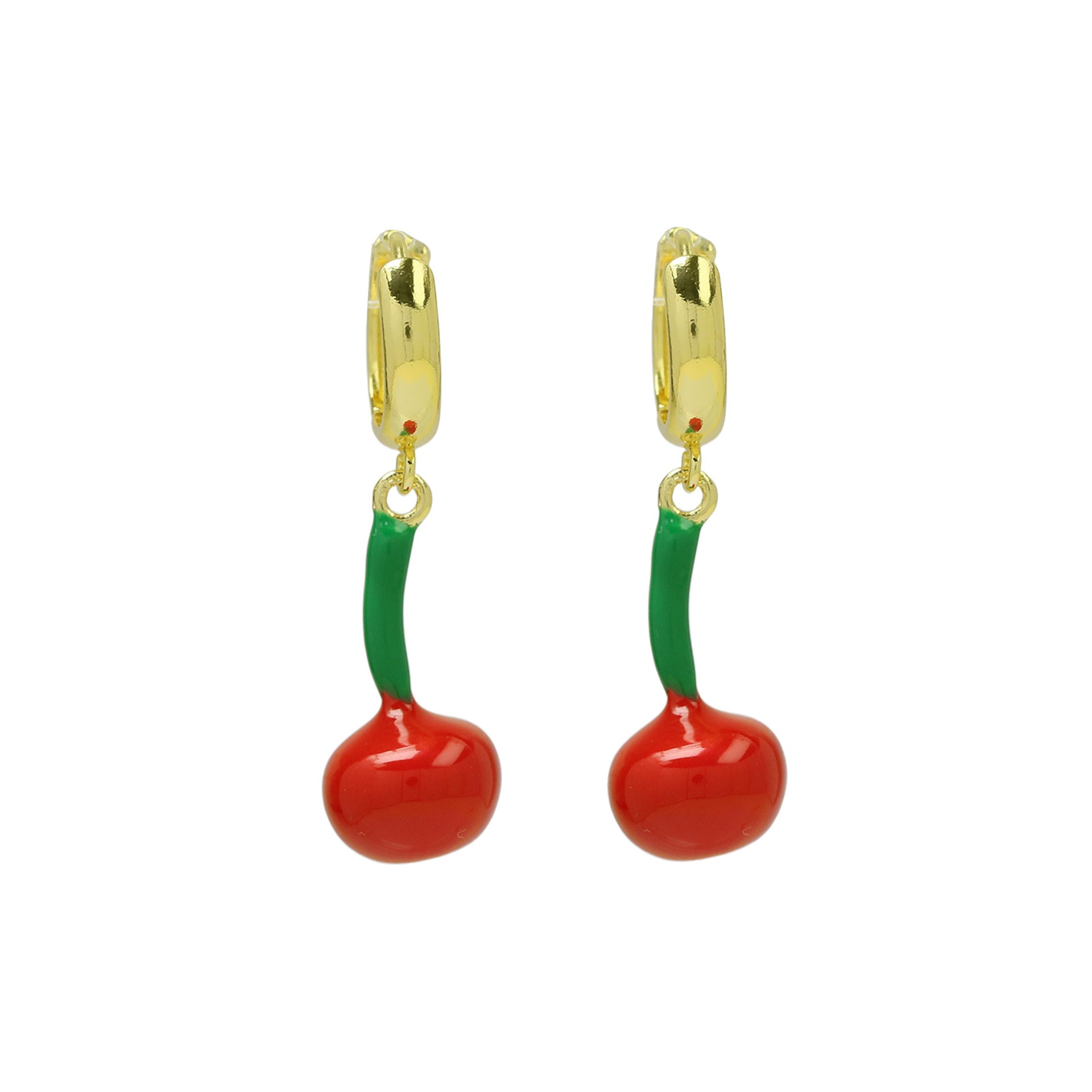 Wholesale  color plating fruit strawberry drop oil gold-plated pendant earrings