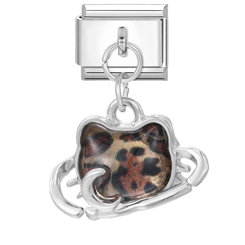 Wholesale Italian modular steel heart pendant DIY bracelet accessories