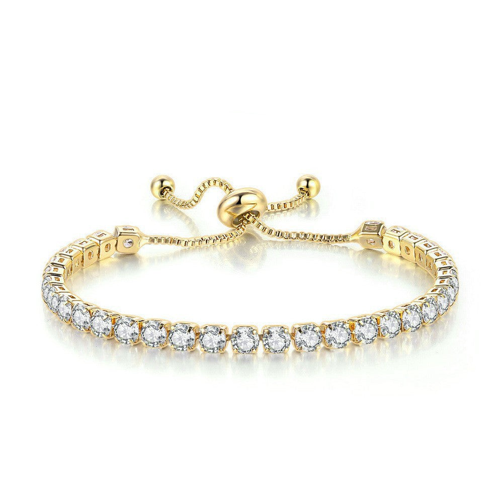 Wholesale 4mm round single row full diamond adjustable crystal tennis bracelet