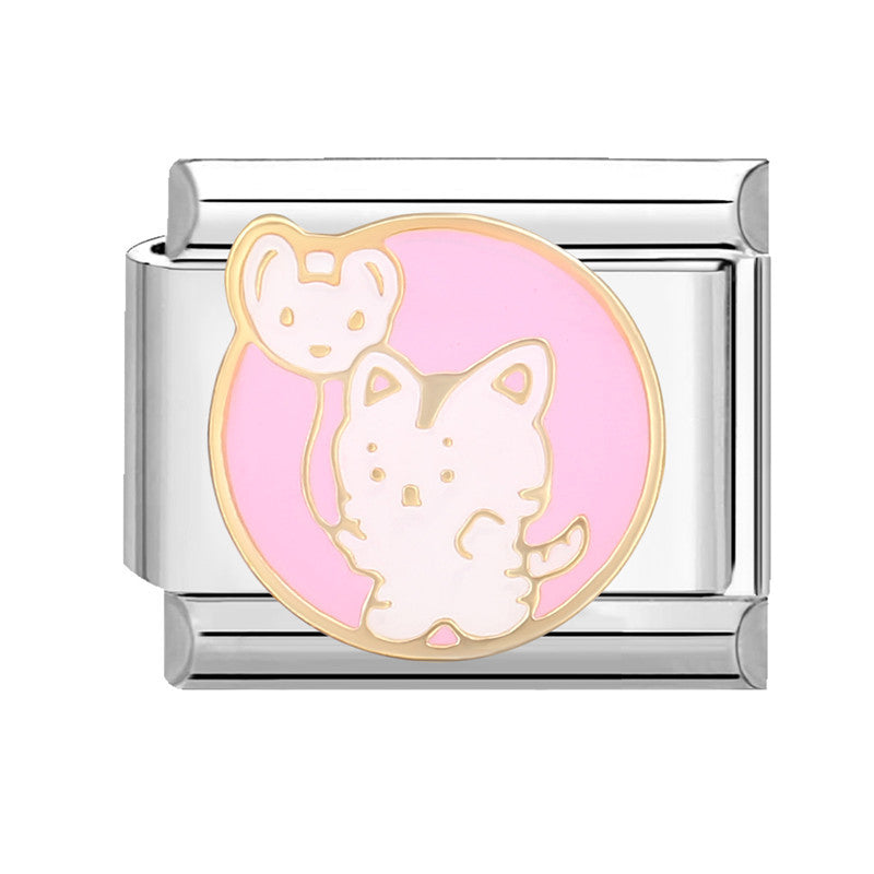 Wholesale Italian module handmade module creative DIY pink Charms