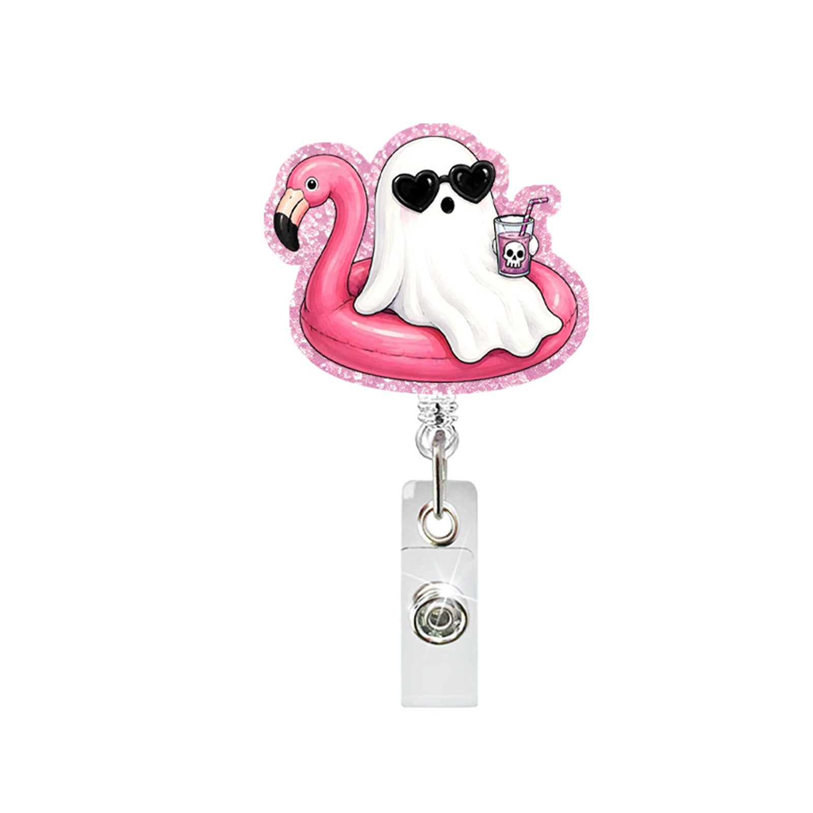 Wholesale  Ghost Candy Color ABS Retractable Badge Reel with Rotating Buckle for ID Holder Everyday Use