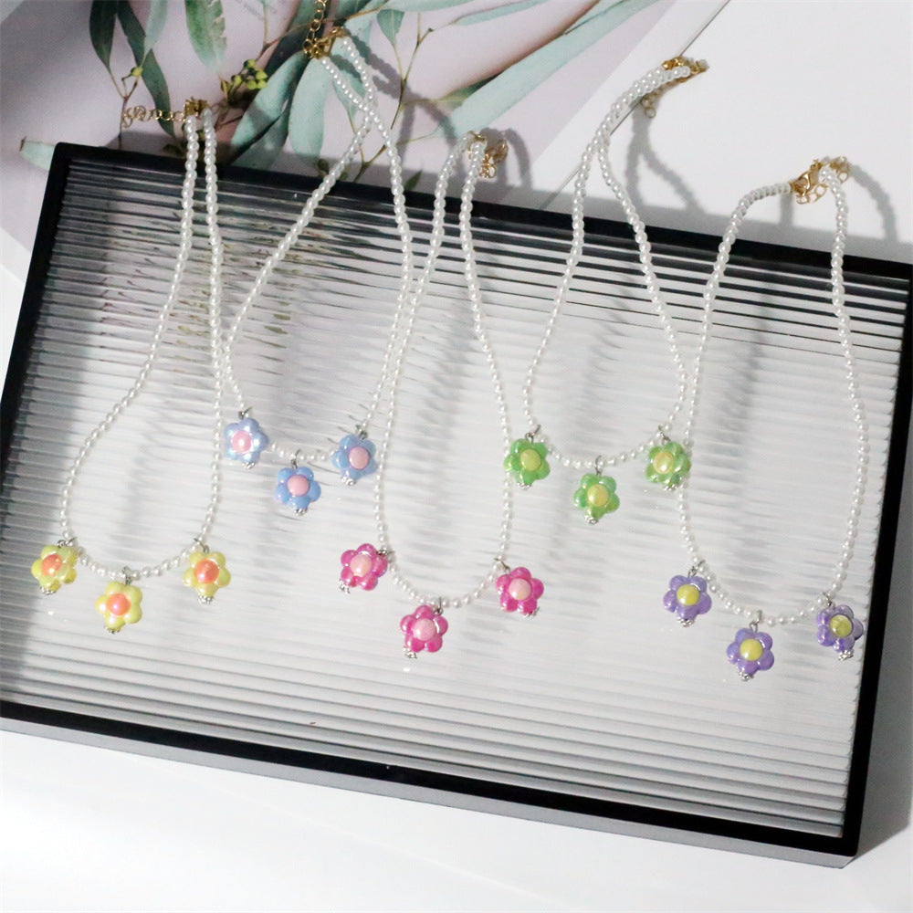 Wholesale  Flower Pearl Necklace  Clavicle Chain