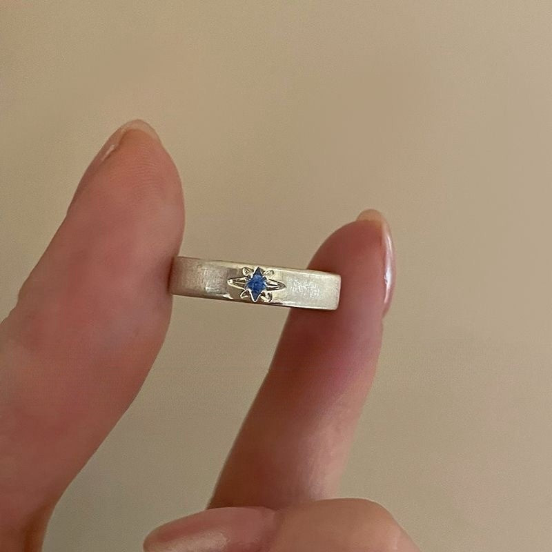 Wholesale Sea Blue Cross Zircon Ring