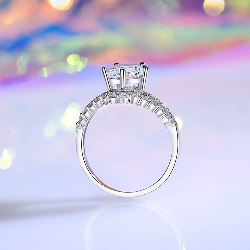 Wholesale 2 Karat D color moissanite  S925 silver crown ring