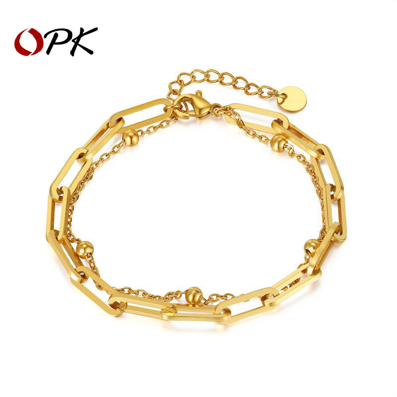 Bijoux en gros titane en acier à double bracelet