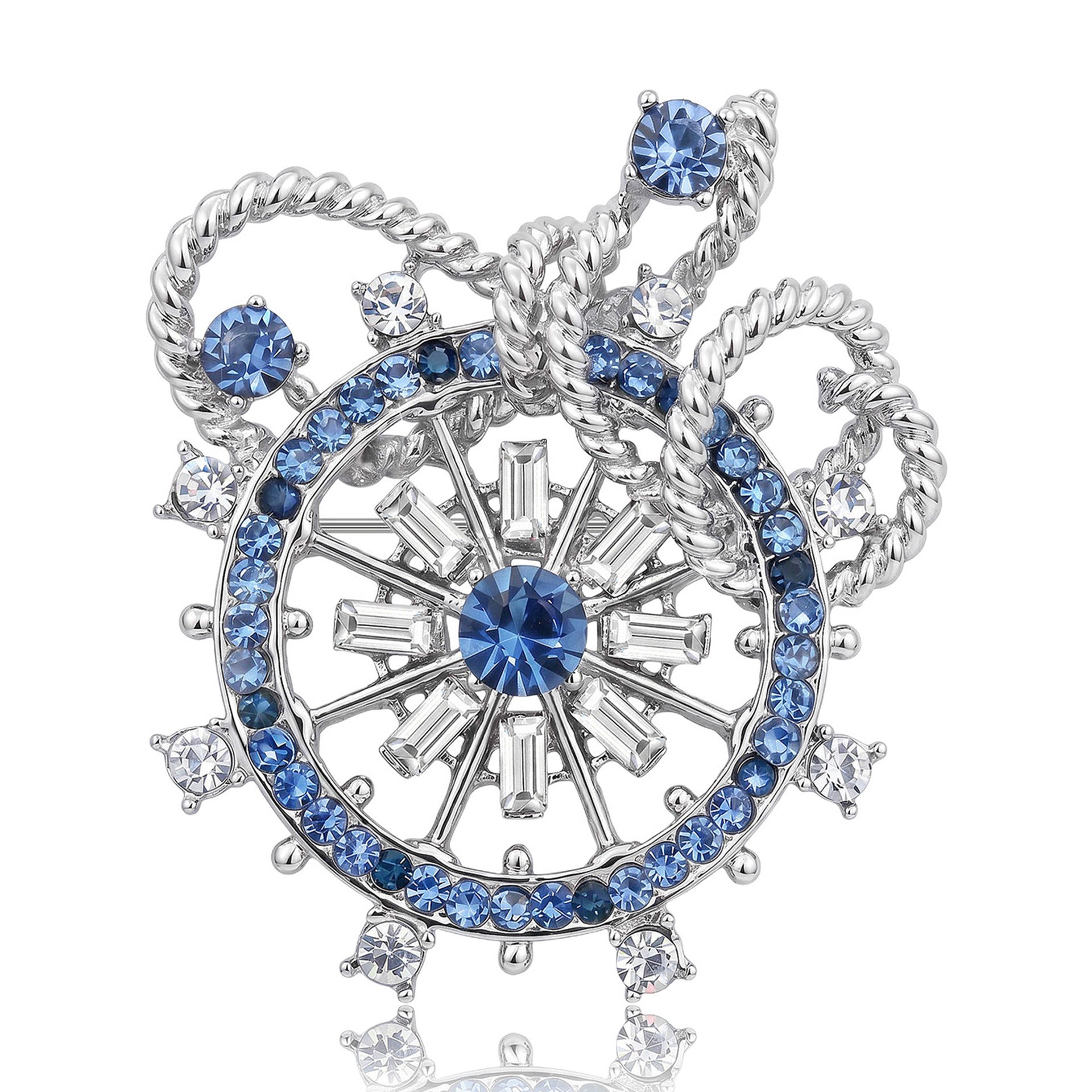 Wholesale Alloy Rhinestone Korean Style Anchor Brooch Pin For Women Cardigan Fashion Accessory