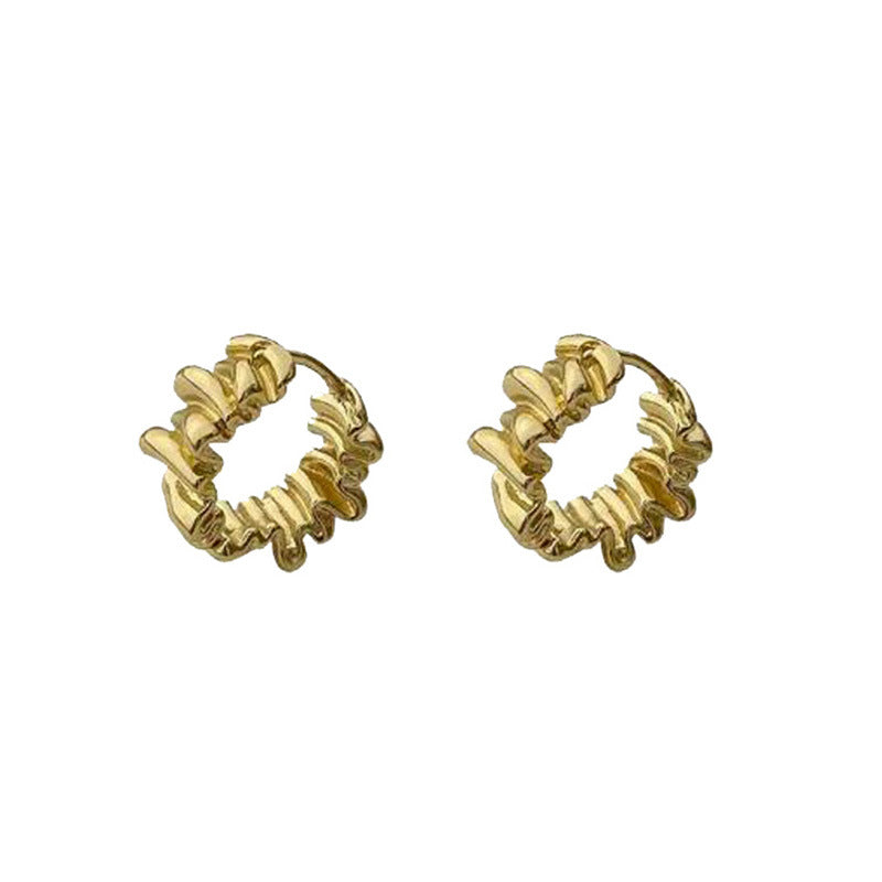 Wholesale Wavy Pleated Earrings Fashion Round Earrings Retro Vintage Earrings ACC-ES-DangKa002