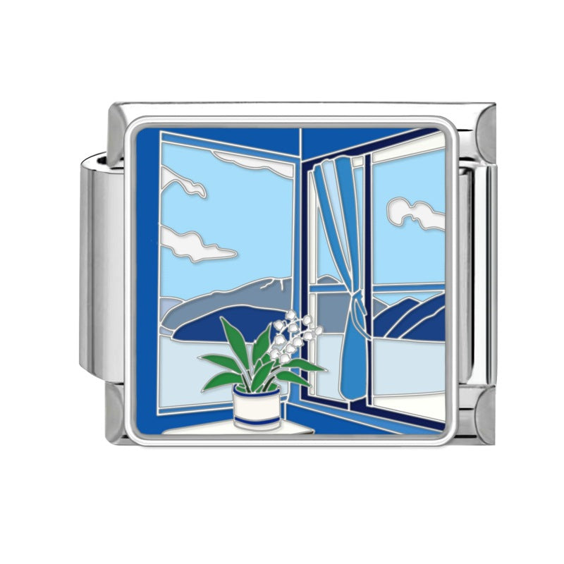 Wholesale 9mm Italian Charm Starter Bracelets DIY square Single Section Creative Stainless Steel Composable Bracelet