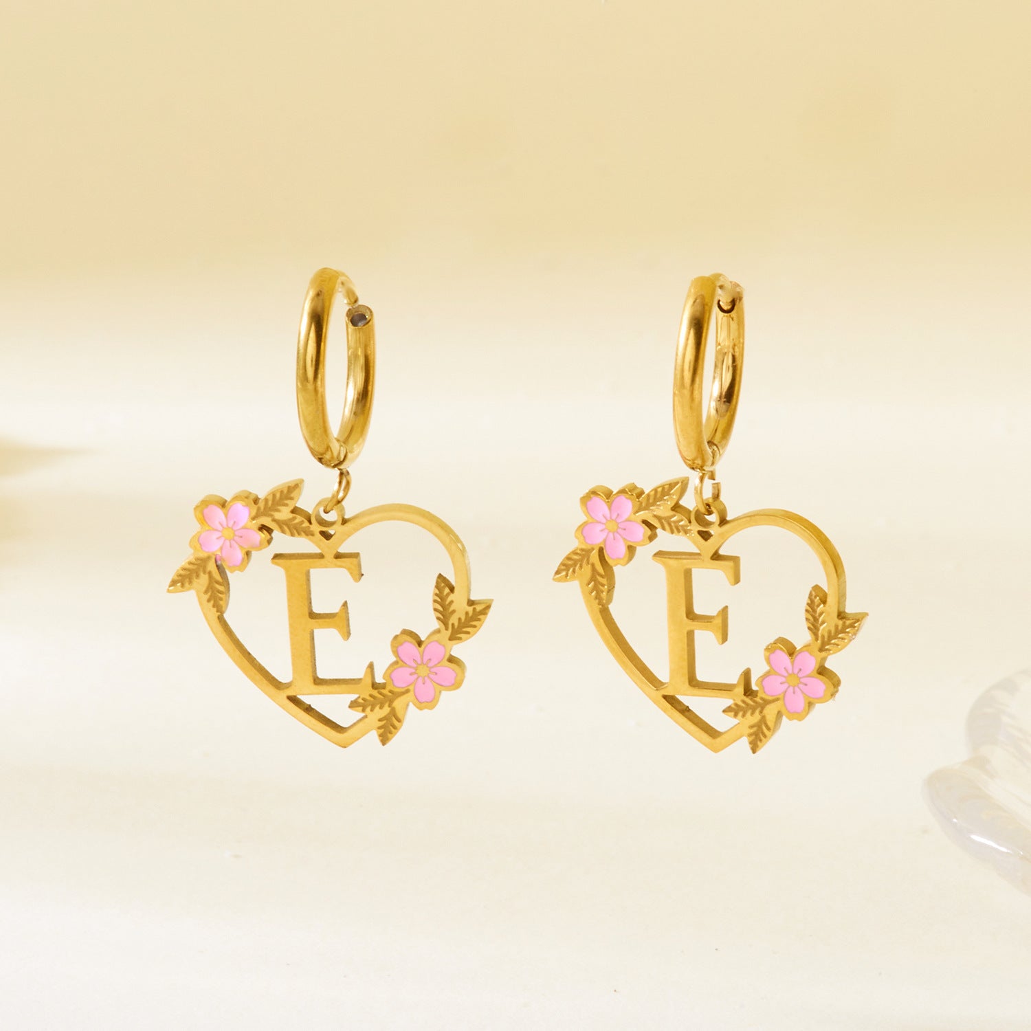 Wholesale  Stainless Steel Heart Letter Earrings