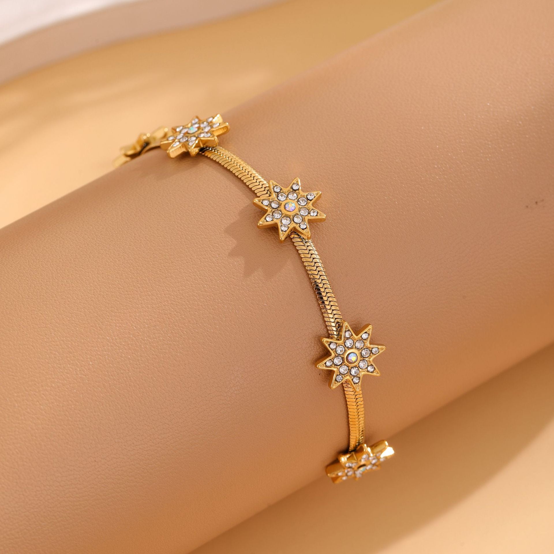 Wholesale stainless steel octagonal star diamond  bracelet