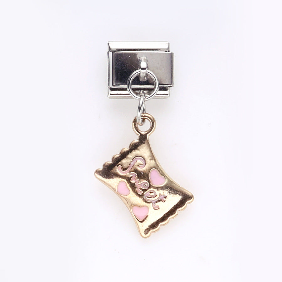 Wholesale 10pcs Love Butterfly Cat Pendant Italian Module DIY Stainless Steel Bracelet Accessories