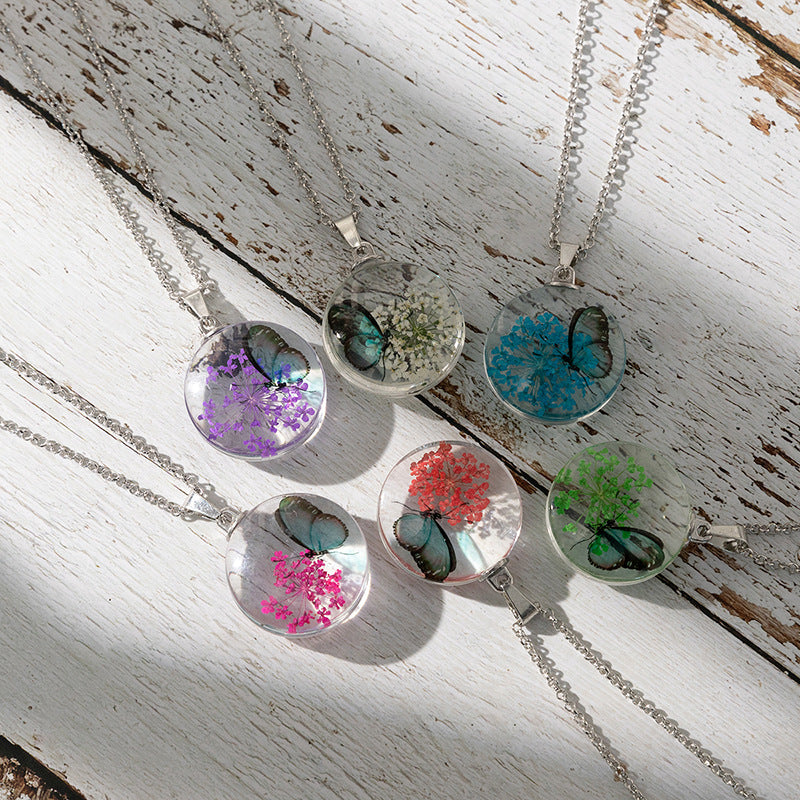 Wholesale crystal clear round glass pendant necklace