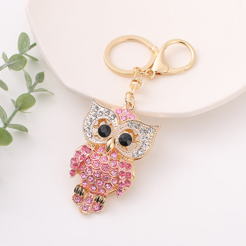 Wholesale Cartoon Owl Rhinestone Alloy Keychain ACC-KC-YuanFei010