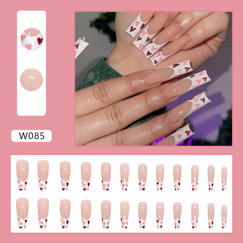 Wholesale 24 Pieces/box Valentine's Day Long Love Nails Kits Nail Stickers ACC-NS-QiHeng013