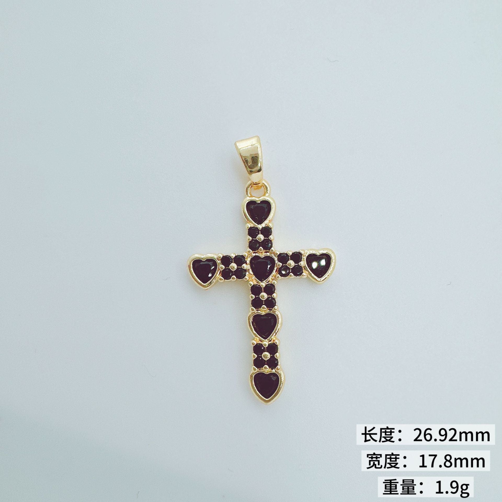 Wholesale Retro Cross Pendant Necklace Gold Plated Copper Zirconium Stylish Jewelry Accessory