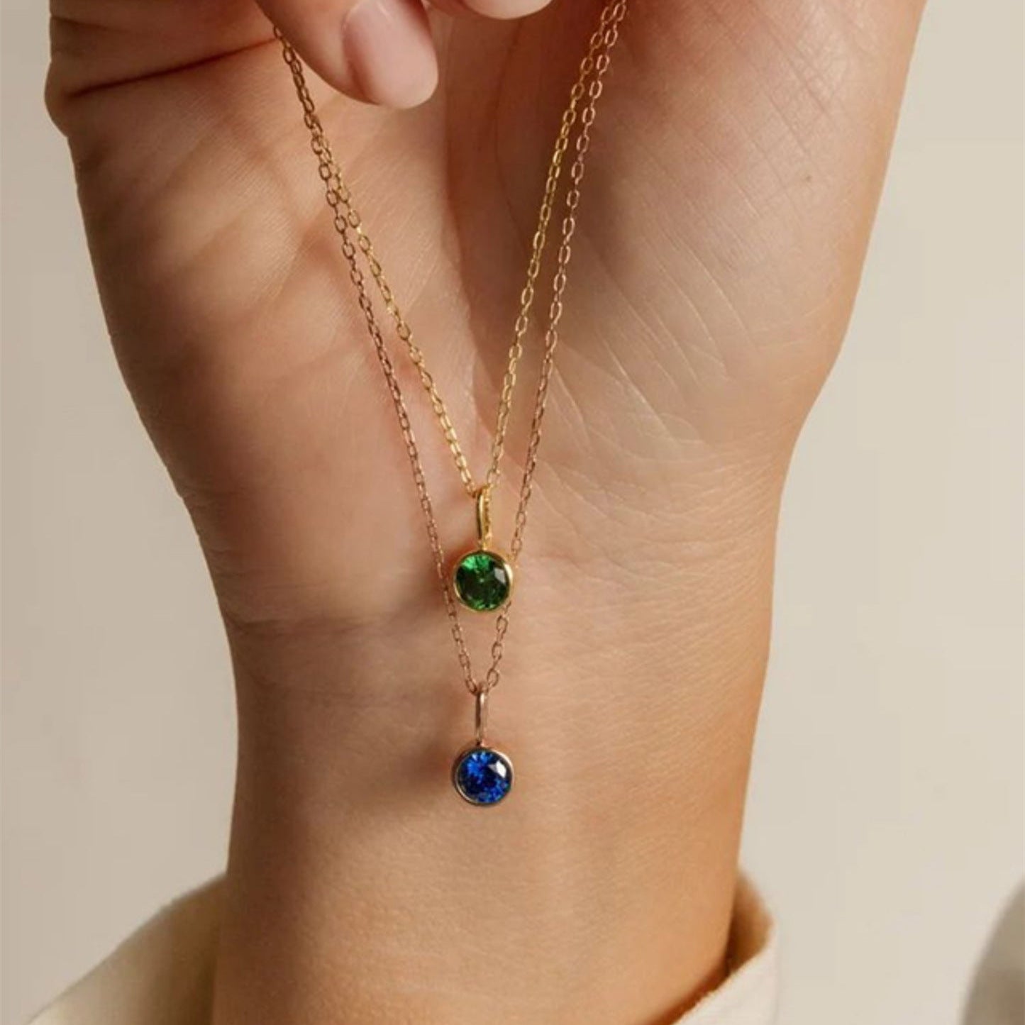 Wholesale Stainless Steel 12 Birthstone Necklace Twelve Birthstone Pendant DIY Jewelry