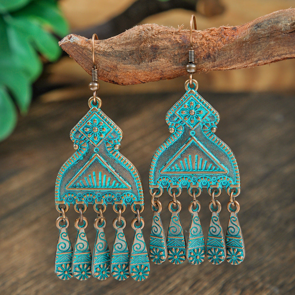 Wholesale  Bohemian National style earrings plum blossom turquoise earrings