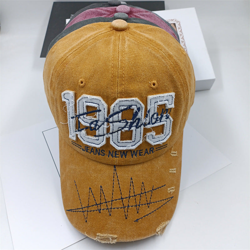 Wholesale Washed Embroidered Baseball Cap Number Mark Hole Casual Hat ACC-HT-Daod005