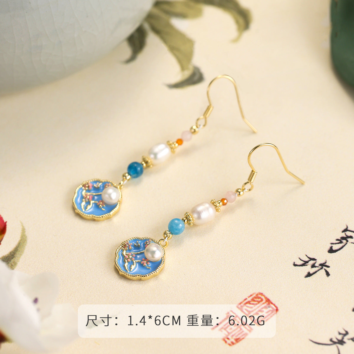 Wholesale  Natural Agate Stone Oil Painting Necklace Light Luxury  Beaded Necklace