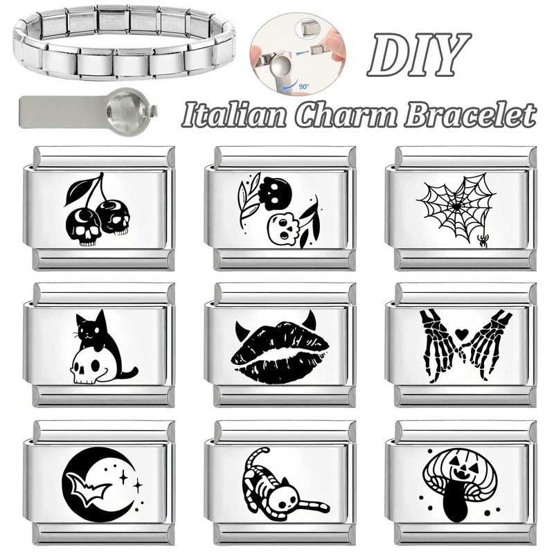 Wholesale 9mm Italian Charm Starter Bracelets DIY square Single Section Creative Stainless Steel Composable Bracelet
