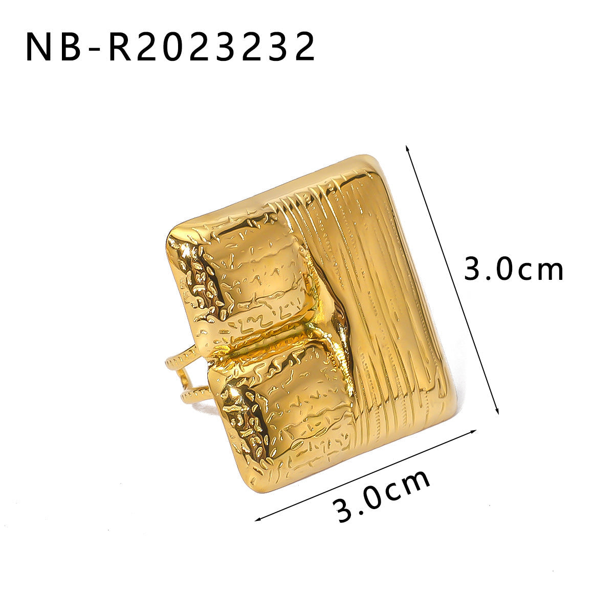 Wholesale Smooth Oversized 18K Gold Titanium Steel Heart Square Ring