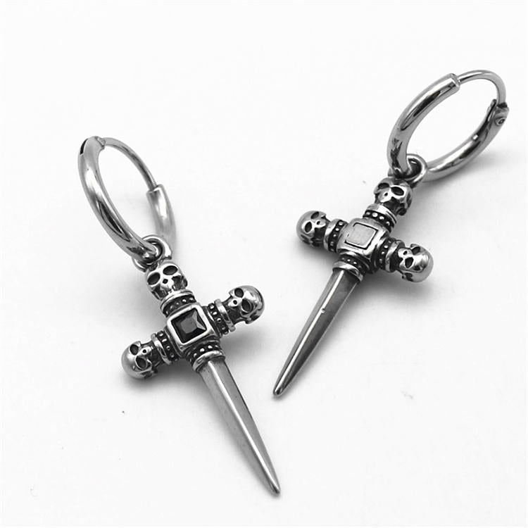 Wholesale Skull Cross Titanium Steel Earrings ACC-ES-MingXin002