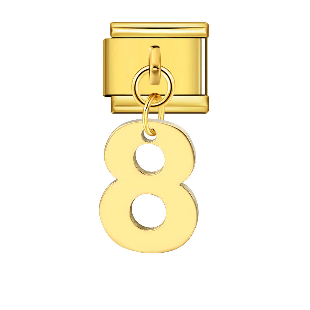 Bracciale fai da te con ciondolo con gancio in acciaio inossidabile a una cifra modulare italiano all'ingrosso