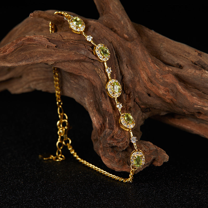 Wholesale S925 sterling silver natural garnet apatite bracelet